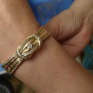 Оригинальные золотые часы Mathey-Tissot с бриллиантами и золотым ремеш