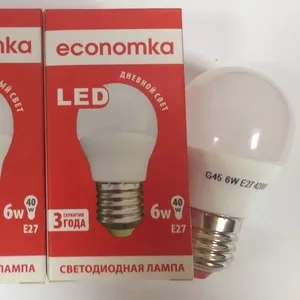 Светодиодная лампа G45 LED 6W E27 Economka (шарик)