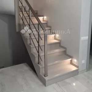 Лестничные перила и ограждения из анодированного алюминия,  стекла и не
