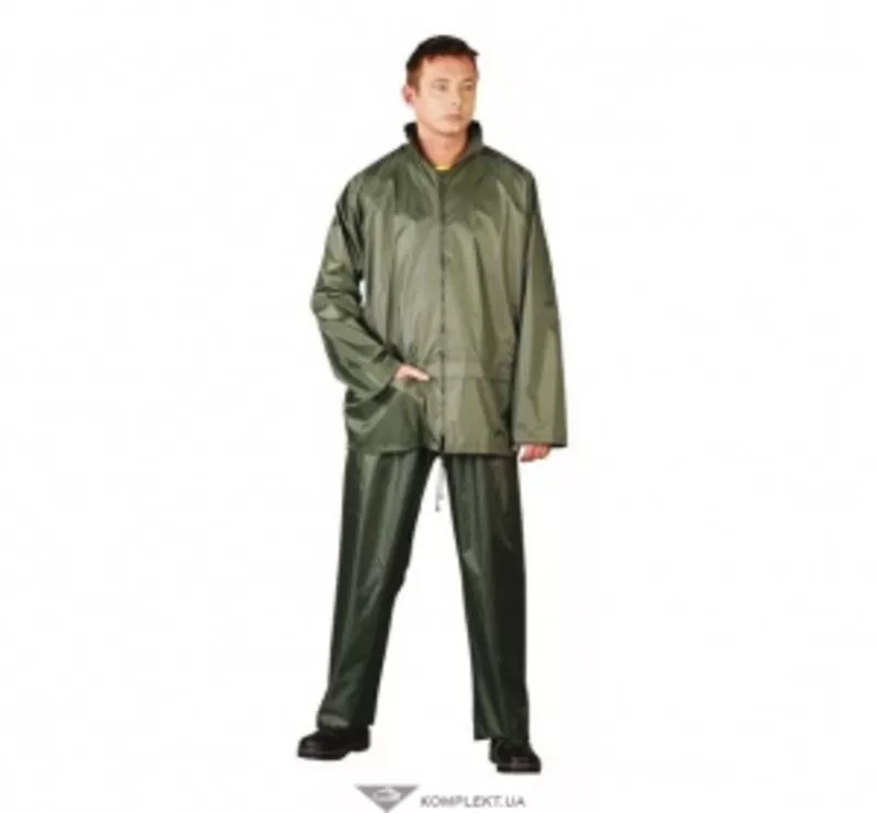 Костюм ПВХ+полиэстер,  KPL (Z),  куртка,  брюки,  цвет: зеленый