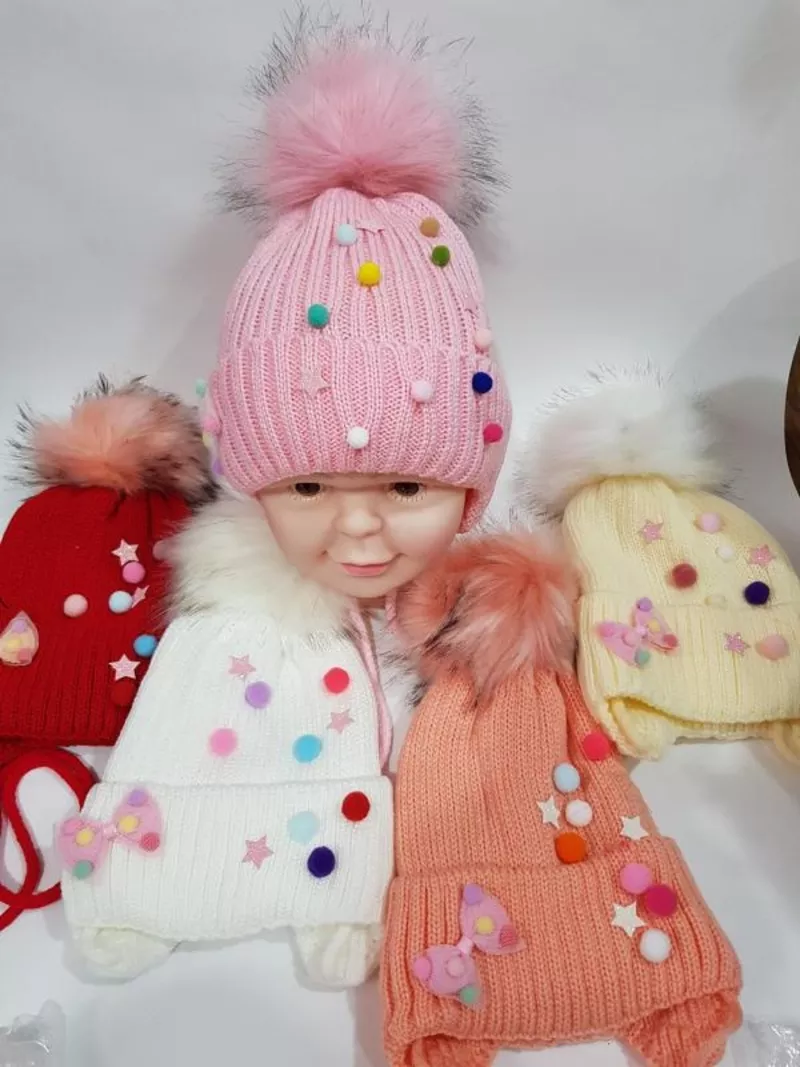 Продам оптом детские зимние шапки,  головные уборы для детей 6